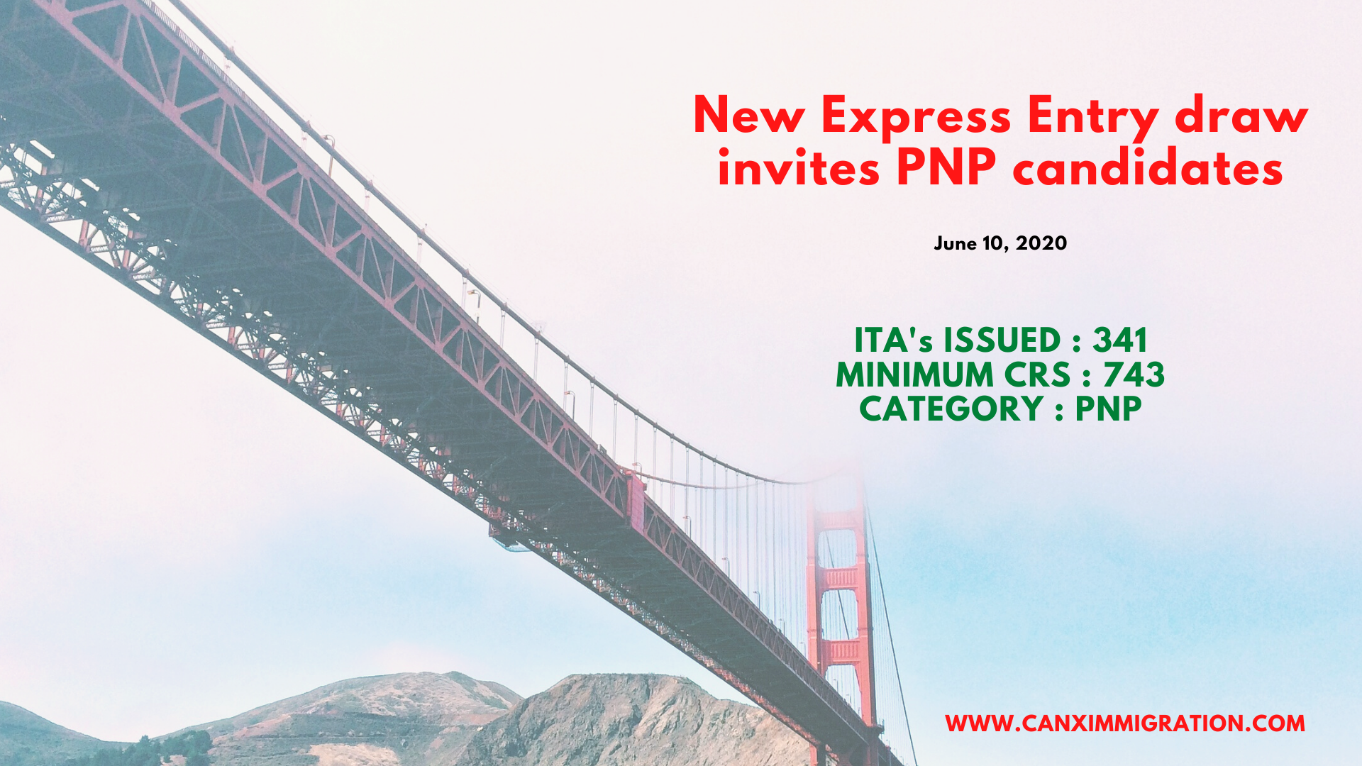 Canada invites 341 PNP candidates in latest express entry (EE) draw